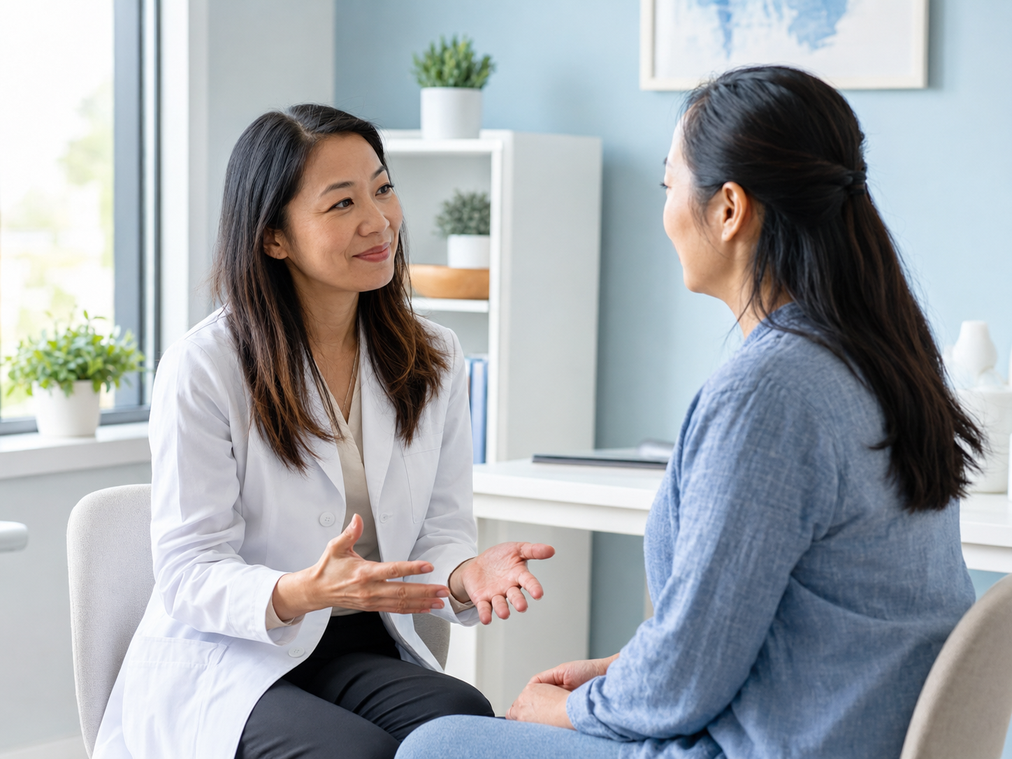 UEWM practitioner speaking with a patient at the affordable community clinic