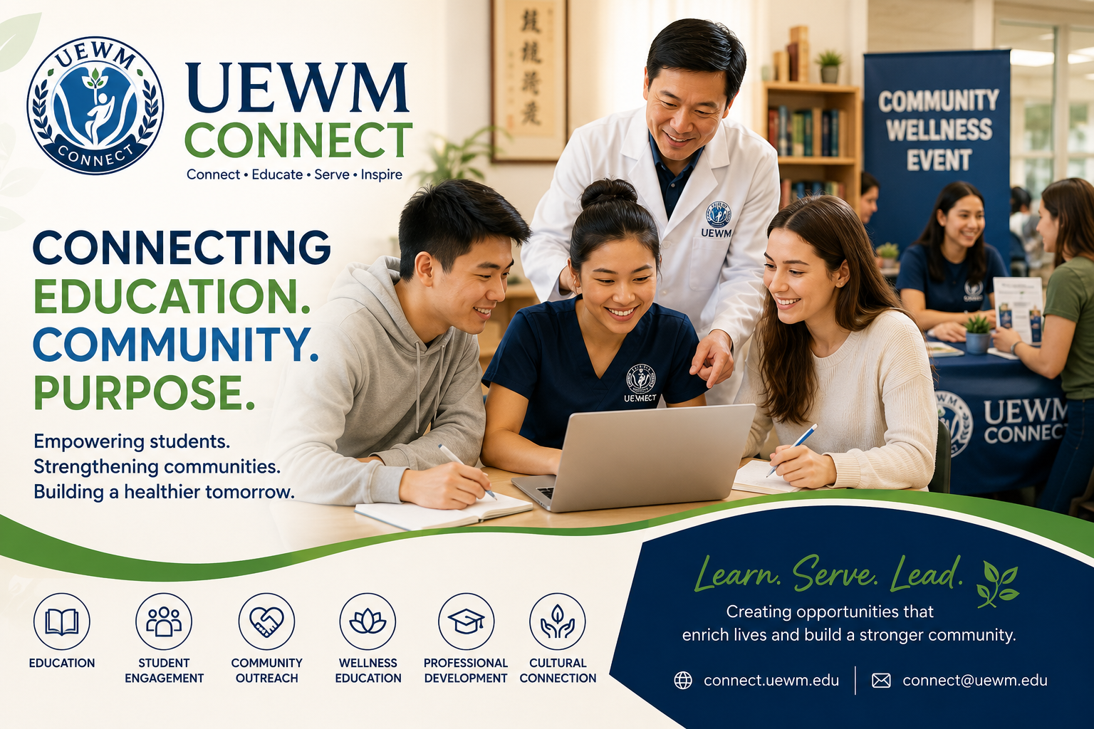 UEWM students and faculty participating in education, community outreach, and wellness activities